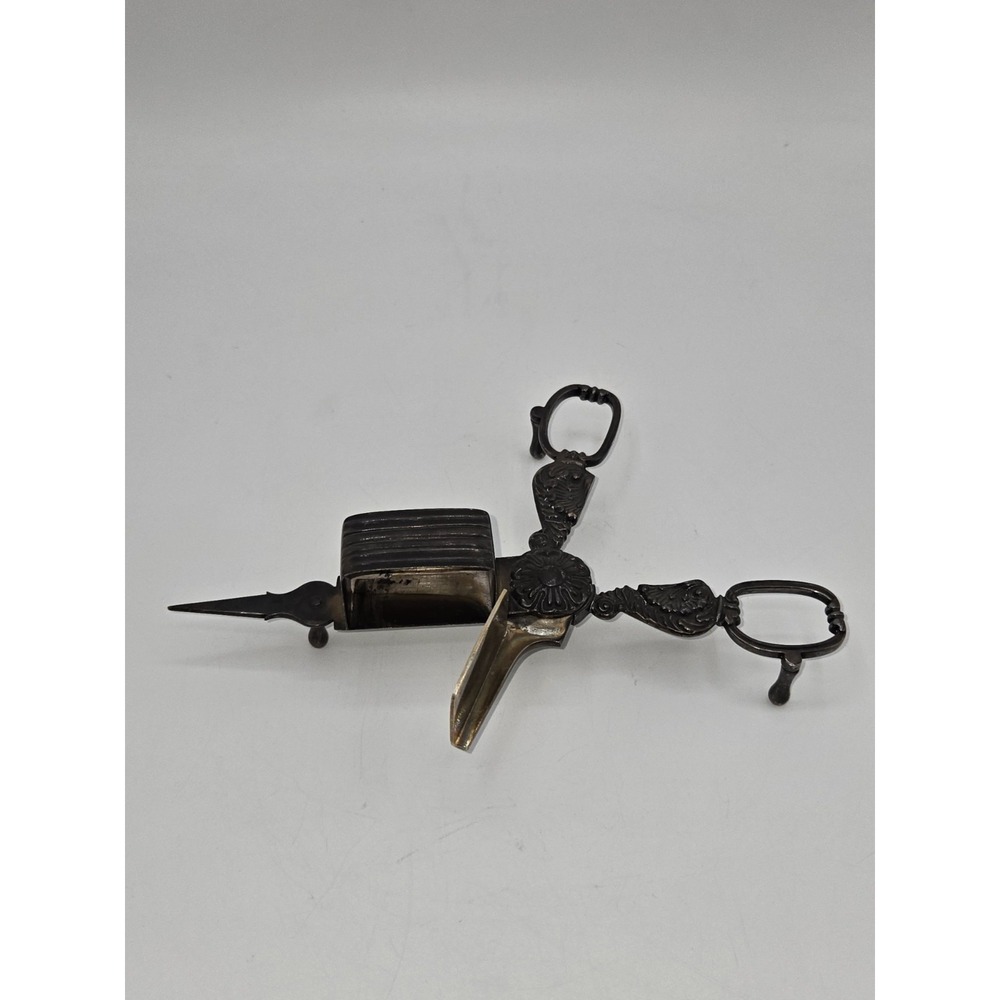 Antique Footed Ornate Candle Snuffer‎ Scissors Wick Cutter Trimmer
